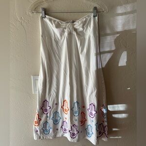 Mina.Me Evil Eye Hem Print Skirt - White - Size Small.